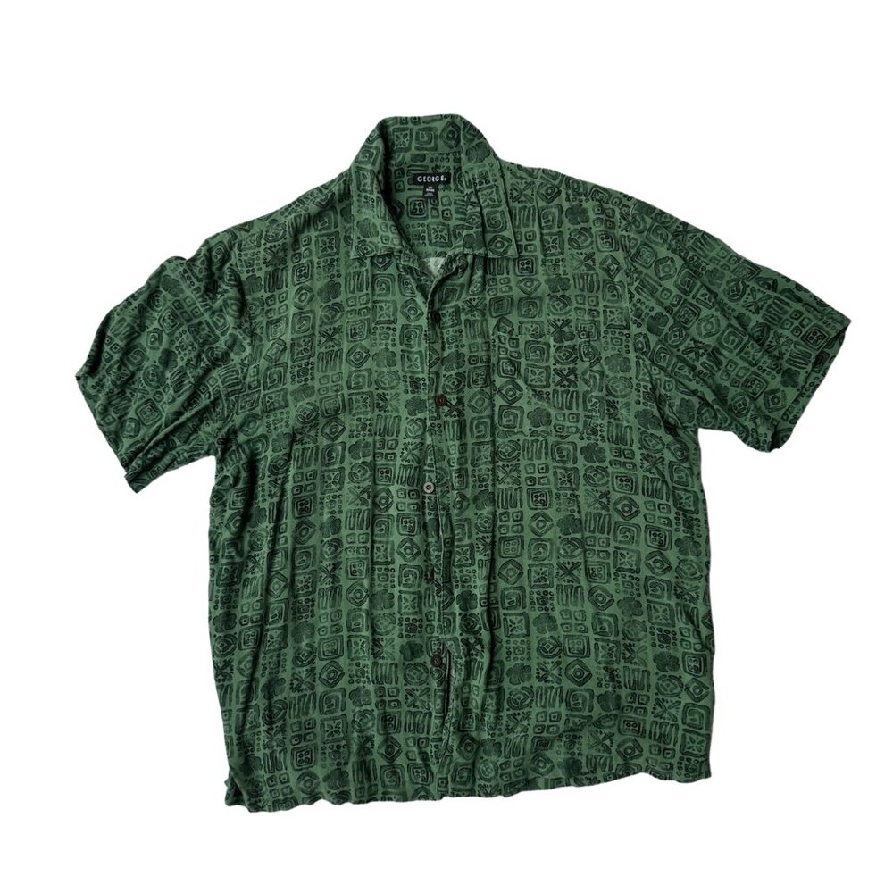 Vintage dad Hawaiian shirt George green Large rayon